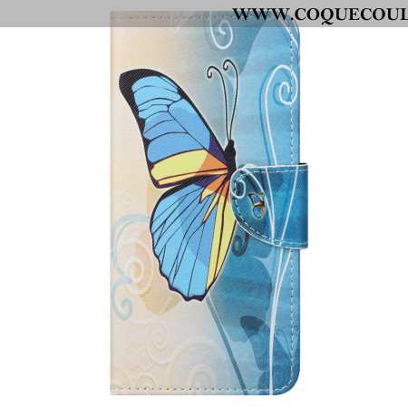 Housse Samsung Galaxy S24 Ultra 5G Papillon Jaune et Bleu