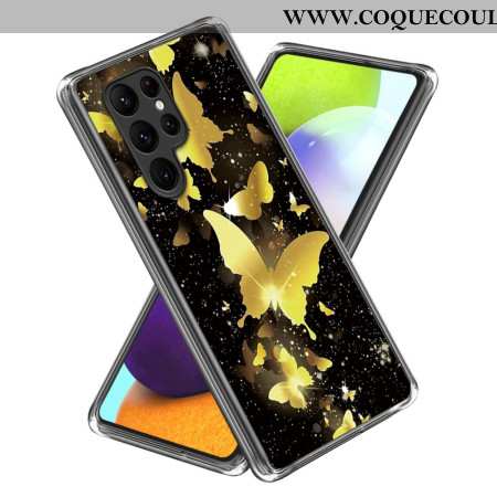 Coque Samsung Galaxy S24 Ultra 5G Papillons Dorés