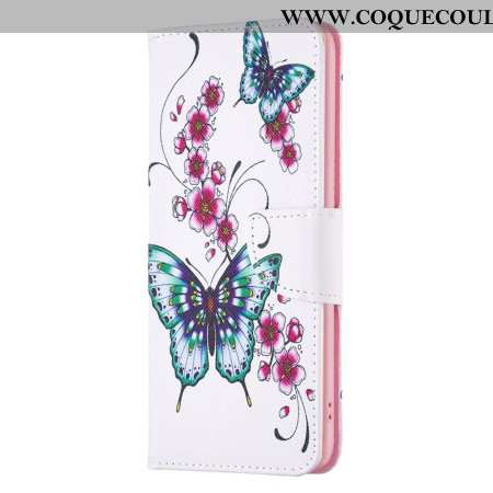 Housse Samsung Galaxy S24 Ultra 5G Fleurs de Pêcher et Papillons