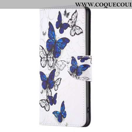 Housse Samsung Galaxy S24 Ultra 5G Vol de Papillons Bleus