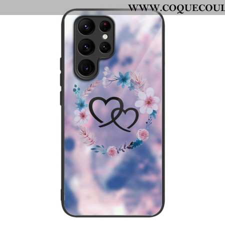 Coque pour Samsung Galaxy S24 Ultra 5G Verre Trempé Coeur à Coeur