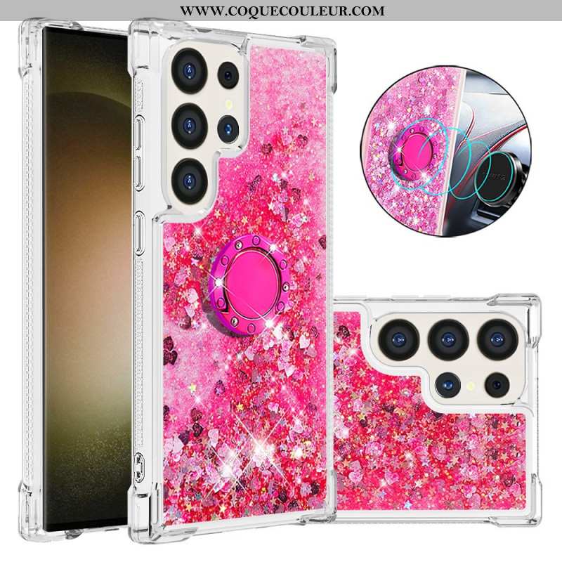 Coque Samsung Galaxy S24 Ultra 5G Paillettes avec Anneau-Support