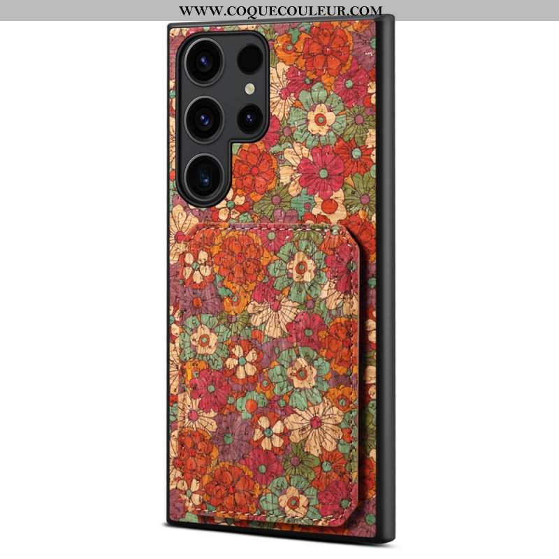 Coque Samsung Galaxy S24 Ultra 5G avec Porte-Cartes Florale