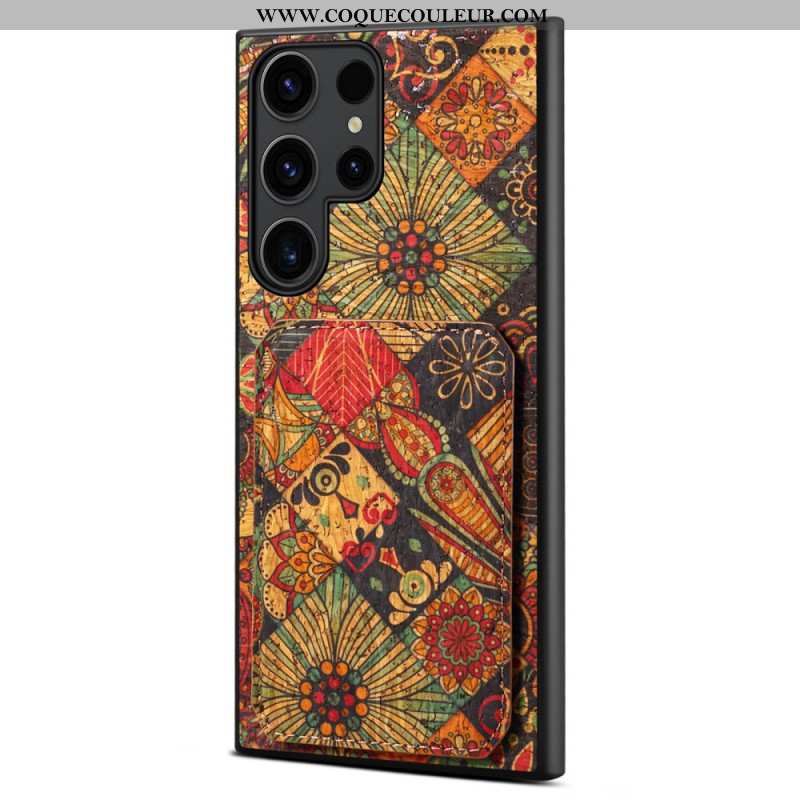 Coque Samsung Galaxy S24 Ultra 5G avec Porte-Cartes Florale