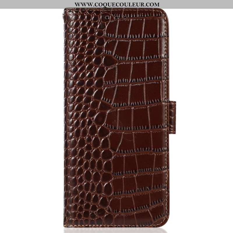 Housse Samsung Galaxy S24 Ultra 5G Style Crocodile avec Technologie de Blocage RFID