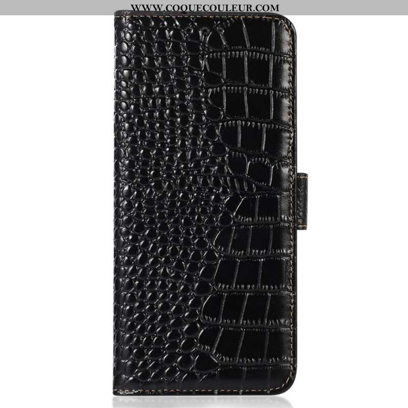 Housse Samsung Galaxy S24 Ultra 5G Style Crocodile avec Technologie de Blocage RFID