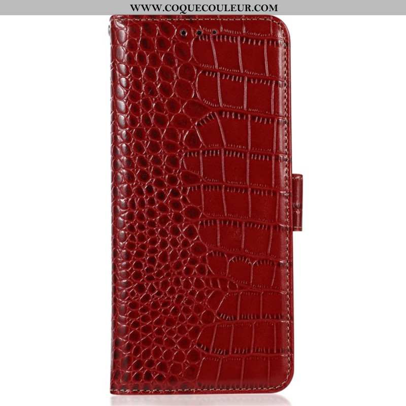 Housse Samsung Galaxy S24 Ultra 5G Style Crocodile avec Technologie de Blocage RFID