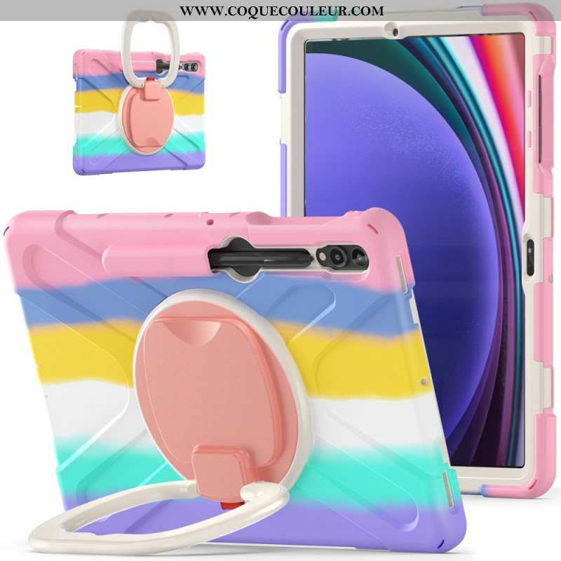 Coque Samsung Galaxy Tab S9 FE Plu /S9 Plus/S8 Plus/S7 Plus/S7 FE Multifonctions Support Rotatif et 