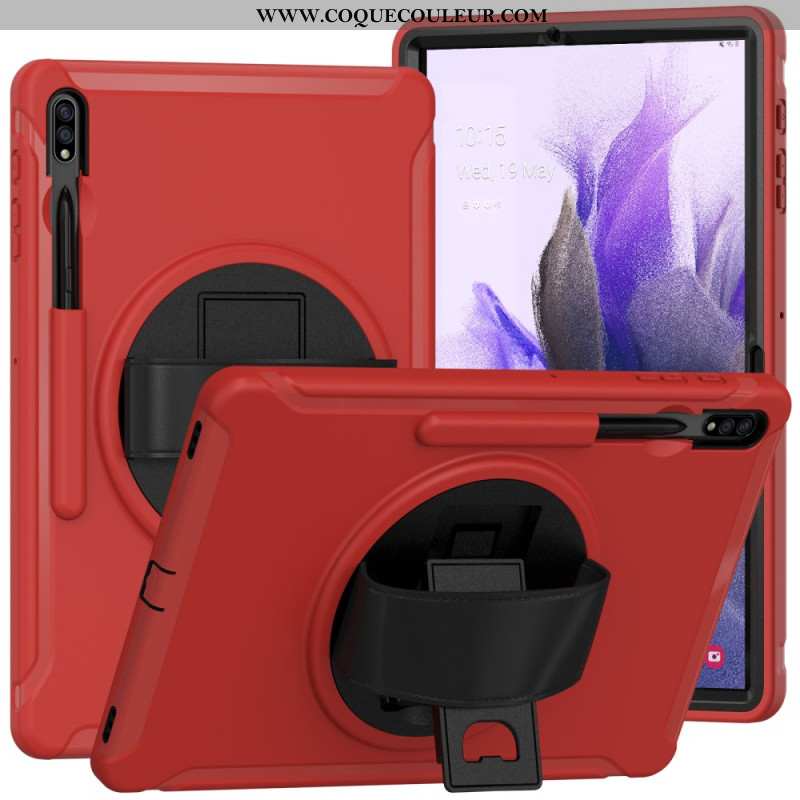 Coque Samsung Galaxy Tab S9 FE Plus / S9 Plus / S8 Plus / S7 Plus / S7 FE Support Rotatif à et Sangl