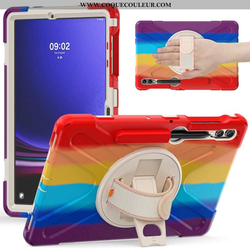 Coque Samsung Galaxy Tab S9 FE Plus / S9 Plus / S8 Plus / S7 Plus Sangle et Support