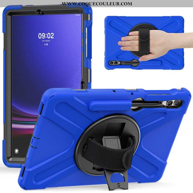 Coque Samsung Galaxy Tab S9 FE Plus / S9 Plus / S8 Plus / S7 Plus Sangle et Support