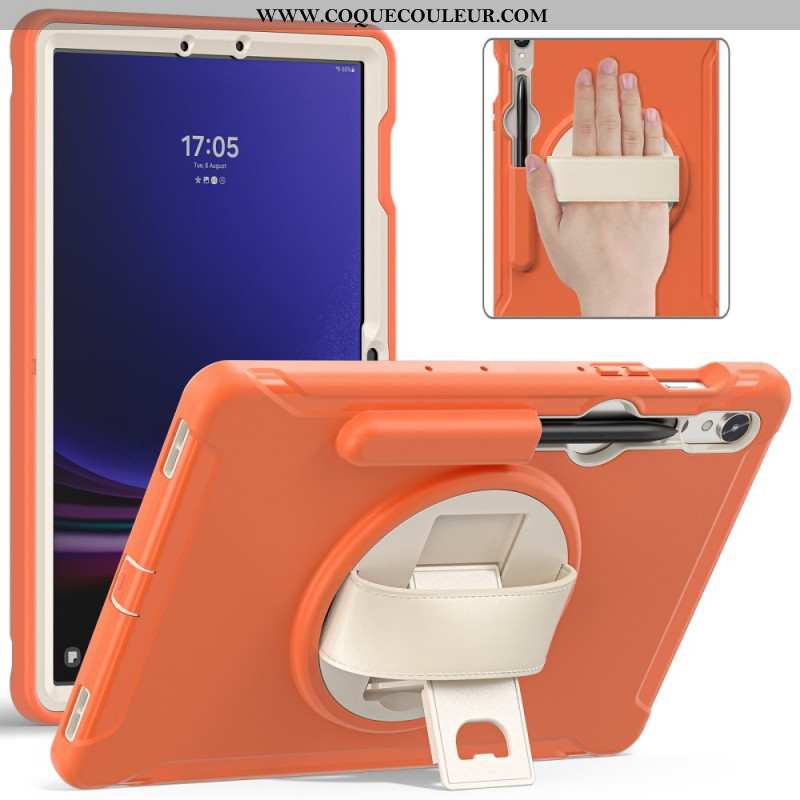 Coque Samsung Galaxy Tab S9 FE/S9/S8/S7 Sangle Support et Porte-Stylet