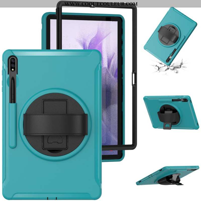 Coque Samsung Galaxy Tab S9 FE Plus / S9 Plus / S8 Plus / S7 Plus / S7 FE Support Rotatif à et Sangl