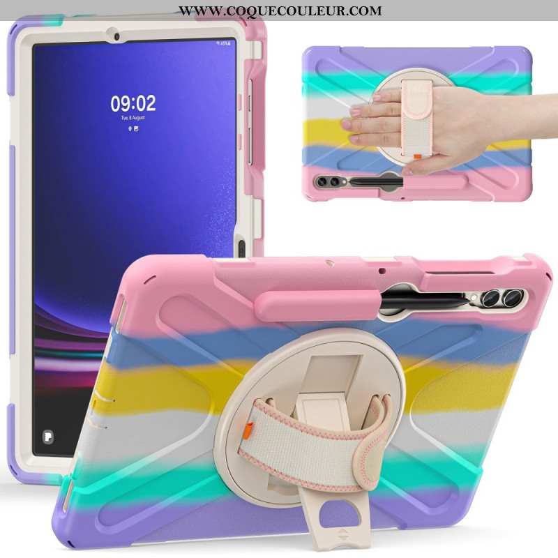 Coque Samsung Galaxy Tab S9 FE Plus / S9 Plus / S8 Plus / S7 Plus Sangle et Support