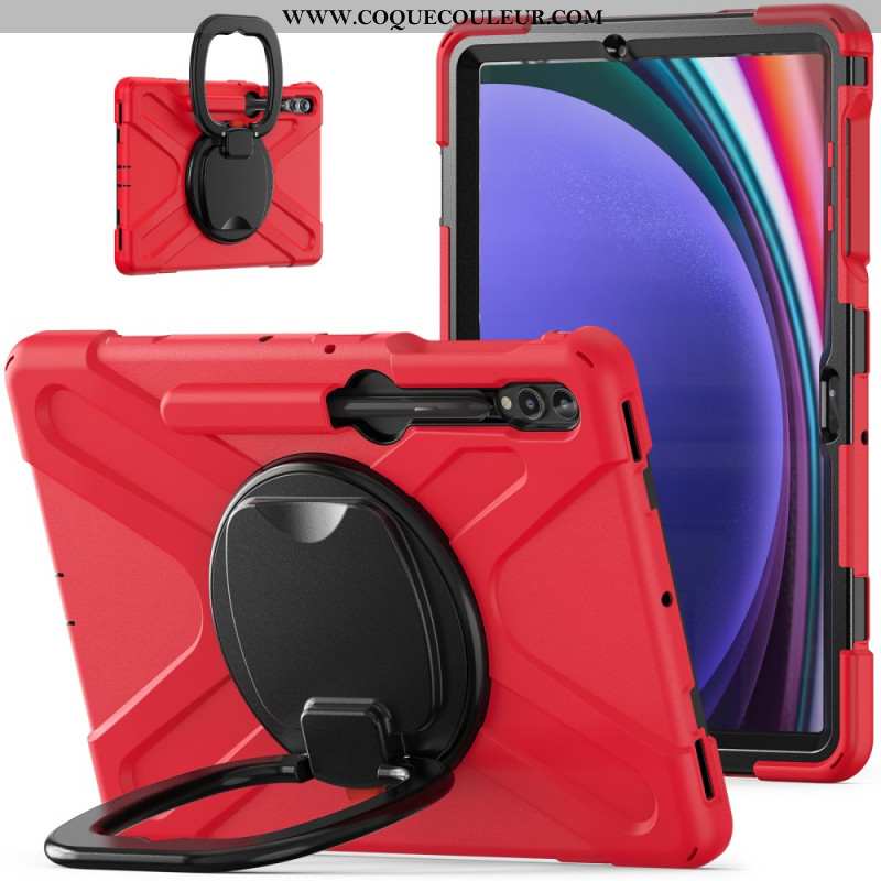 Coque Samsung Galaxy Tab S9 FE Plu /S9 Plus/S8 Plus/S7 Plus/S7 FE Multifonctions Support Rotatif et 