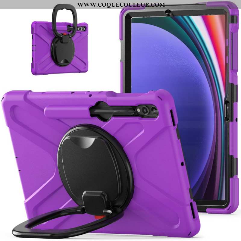 Coque Samsung Galaxy Tab S9 FE Plu /S9 Plus/S8 Plus/S7 Plus/S7 FE Multifonctions Support Rotatif et 