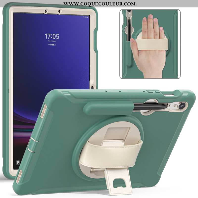 Coque Samsung Galaxy Tab S9 FE/S9/S8/S7 Sangle Support et Porte-Stylet