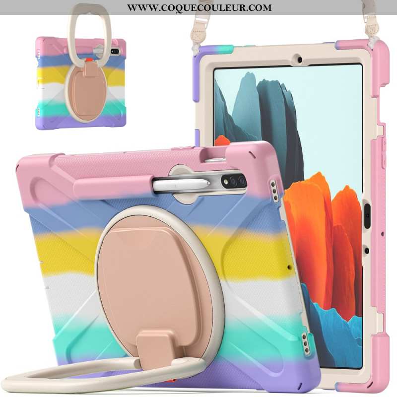 Coque Samsung Galaxy Tab S9 FE / S9 / S8 / S7 Support Rotatif et Bandoulière