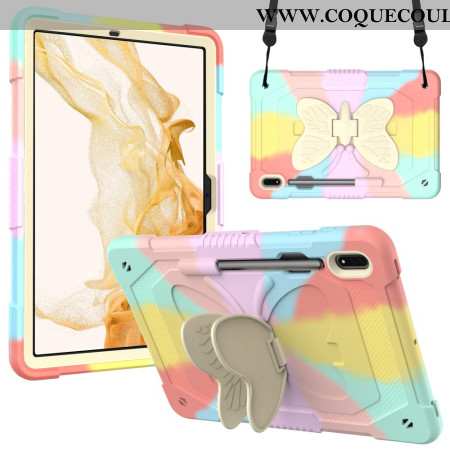 Coque Samsung Galaxy Tab S9 Support Papillon et bandoulière