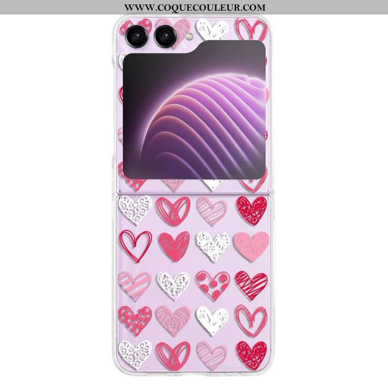 Coque Samsung Galaxy Z Flip 5 Transparente Coeurs