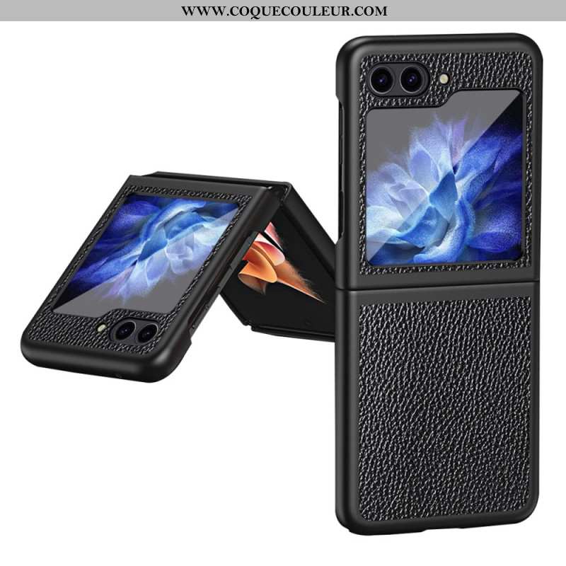 Coque Samsung Galaxy Z Flip 5 Simili Cuir Litchi Classique