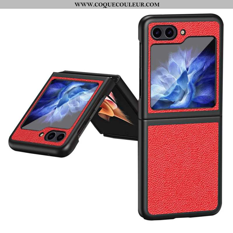 Coque Samsung Galaxy Z Flip 5 Simili Cuir Litchi Classique