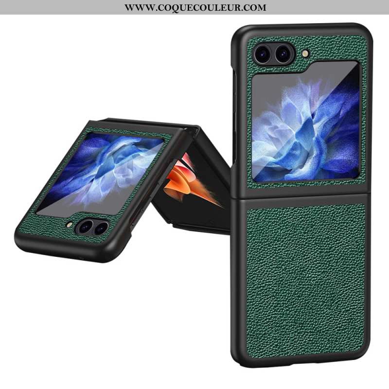 Coque Samsung Galaxy Z Flip 5 Simili Cuir Litchi Classique