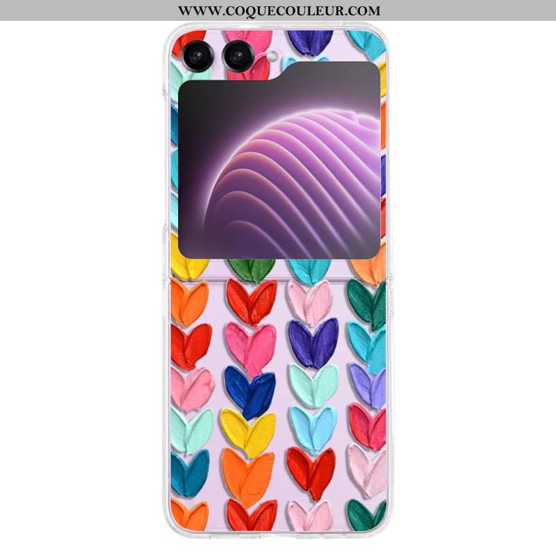 Coque Samsung Galaxy Z Flip 5 Transparente Coeurs