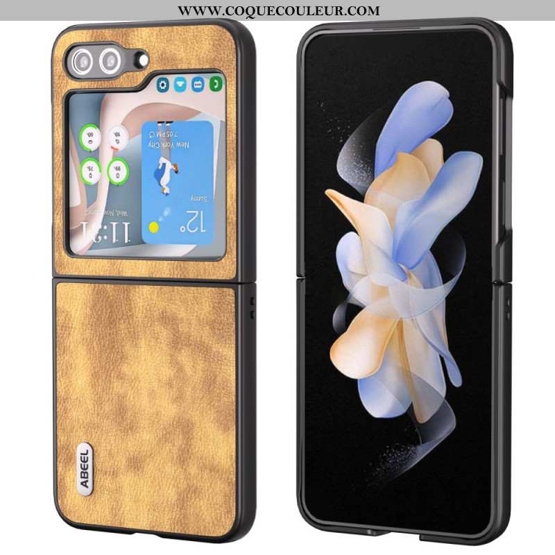 Coque Samsung Galaxy Z Flip 5 Effet Cuir Vintage Abeel