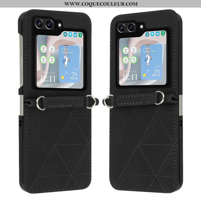 Coque Samsung Galaxy Z Flip 5 Simili Cuir Triangles