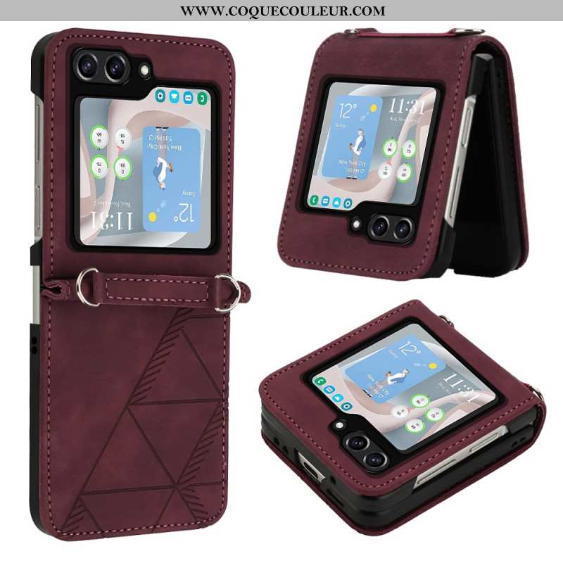 Coque Samsung Galaxy Z Flip 5 Simili Cuir Triangles