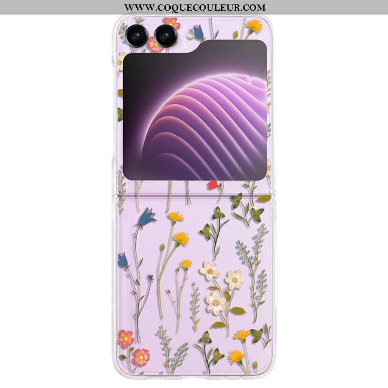 Coque Samsung Galaxy Z Flip 5 Transparente Fleurettes