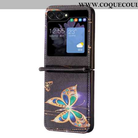 Coque Samsung Galaxy Z Flip 5 Papillons Dorés