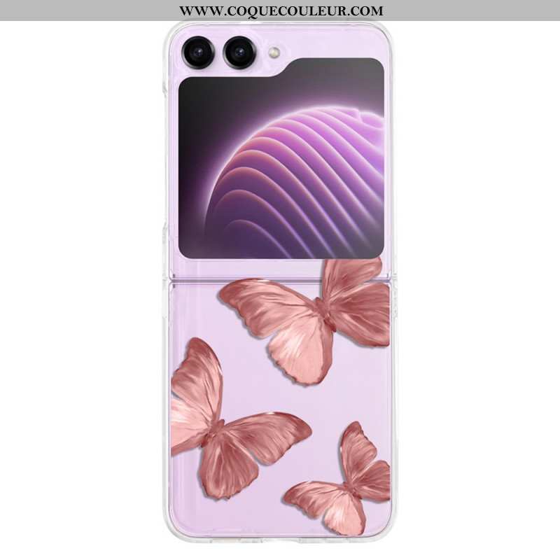 Coque Samsung Galaxy Z Flip 5 Transparente Papillons Colorés