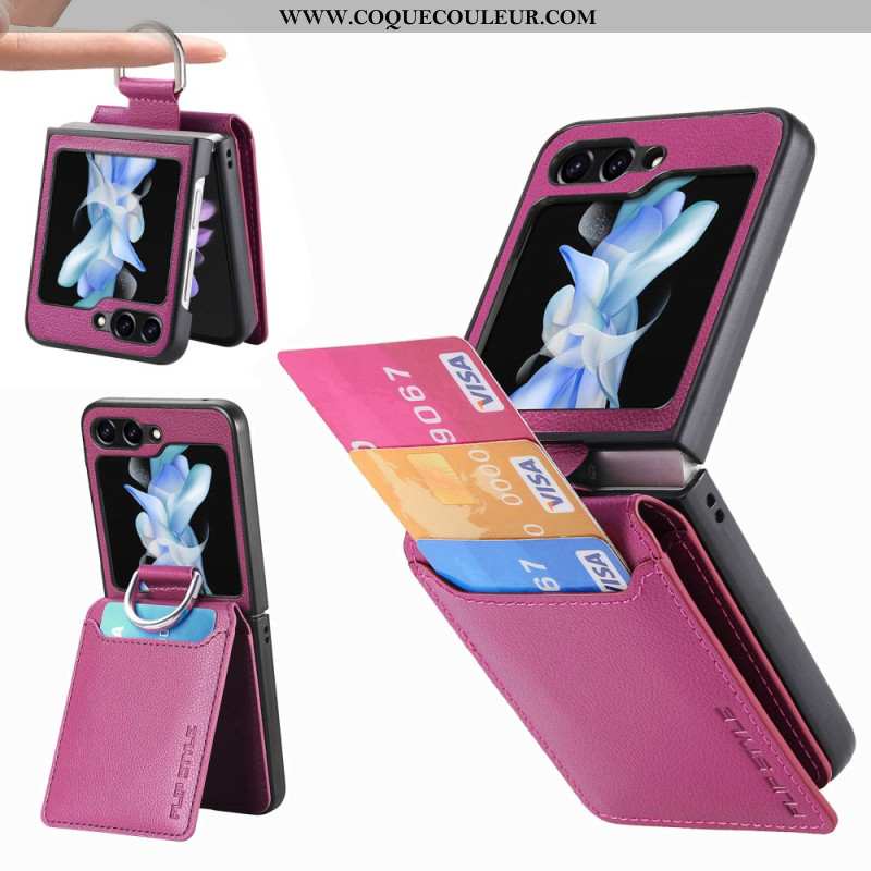 Coque Samsung Galaxy Z Flip 6 Porte-Cartes Support et Anneau