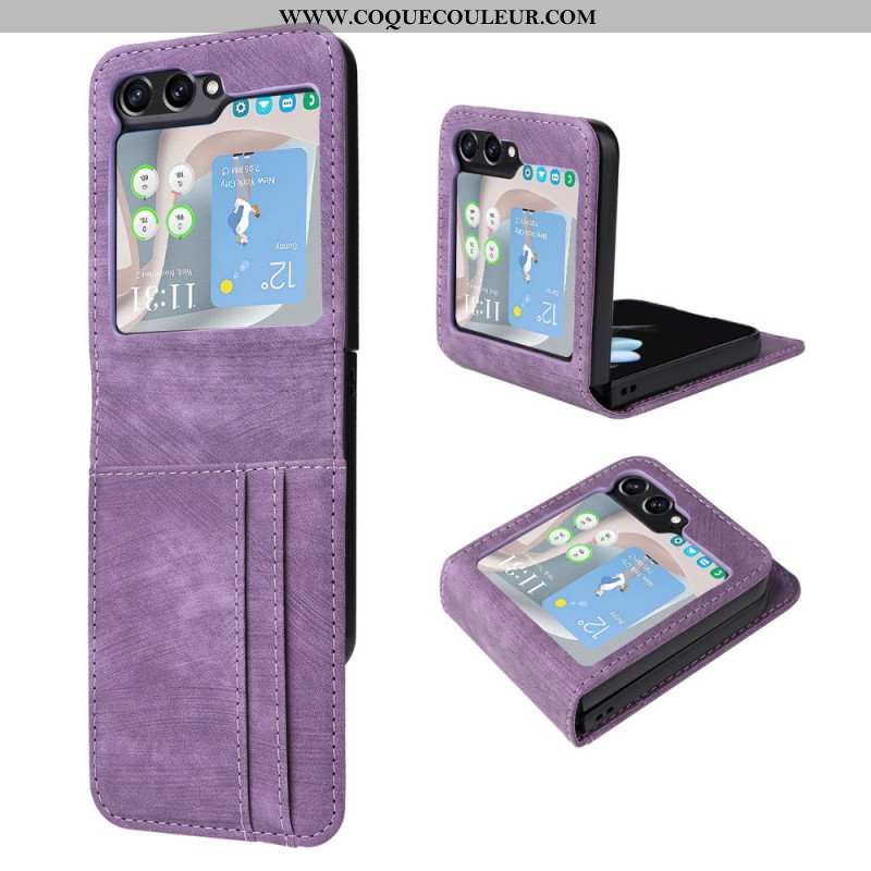 Coque Samsung Galaxy Z Flip 6 Effet Cuir Porte-Cartes