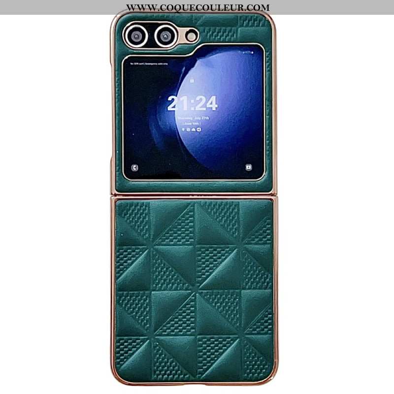 Coque Samsung Galaxy Z Flip 6 Matelassée Rebords Effet Métal