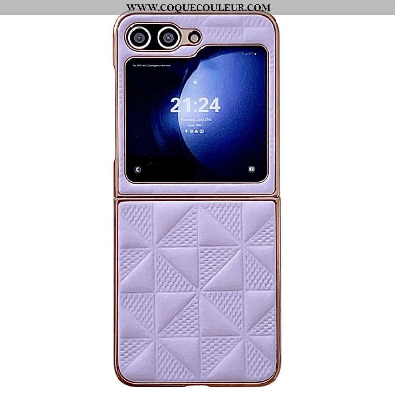 Coque Samsung Galaxy Z Flip 6 Matelassée Rebords Effet Métal