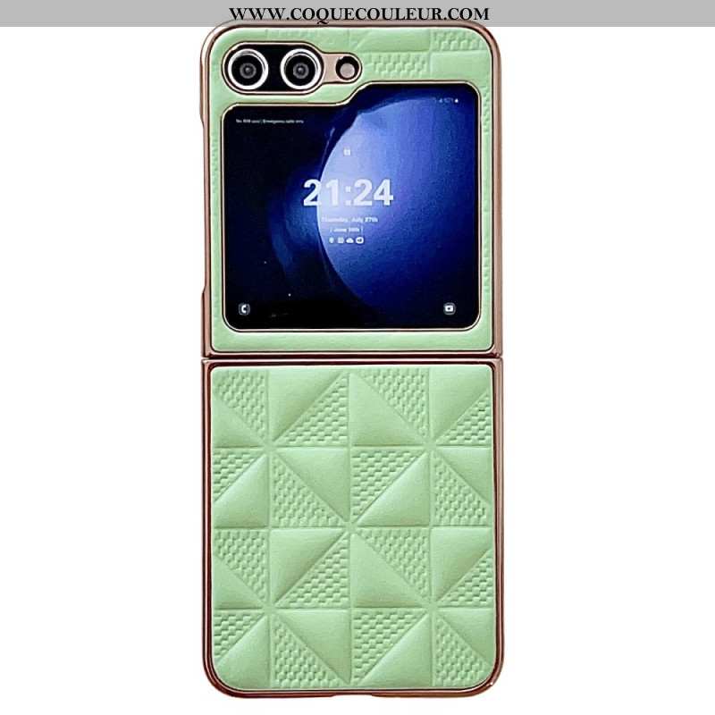 Coque Samsung Galaxy Z Flip 6 Matelassée Rebords Effet Métal