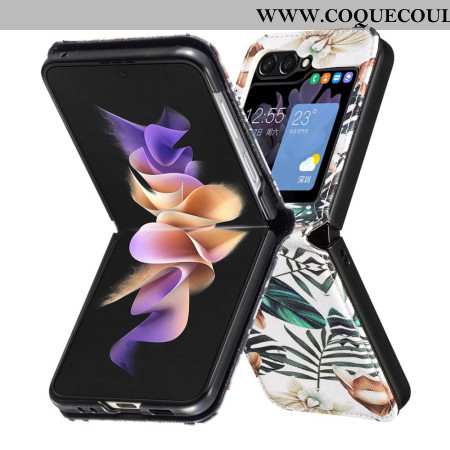 Coque Samsung Galaxy Z Flip Feuilles et Fleurs