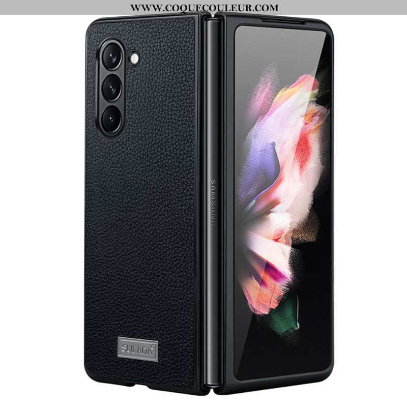 Coque Samsung Galaxy Z Fold 5 Design Cuir Litchi ABEEL