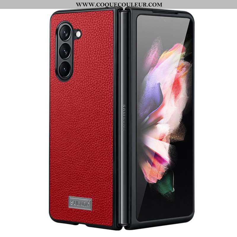 Coque Samsung Galaxy Z Fold 5 Design Cuir Litchi ABEEL