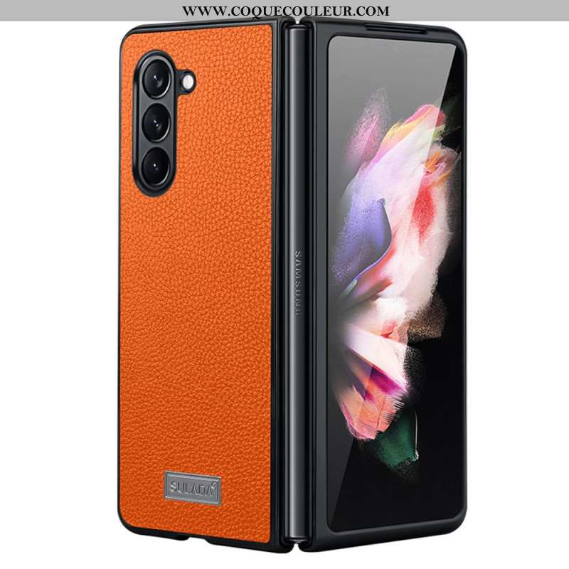 Coque Samsung Galaxy Z Fold 5 Design Cuir Litchi ABEEL