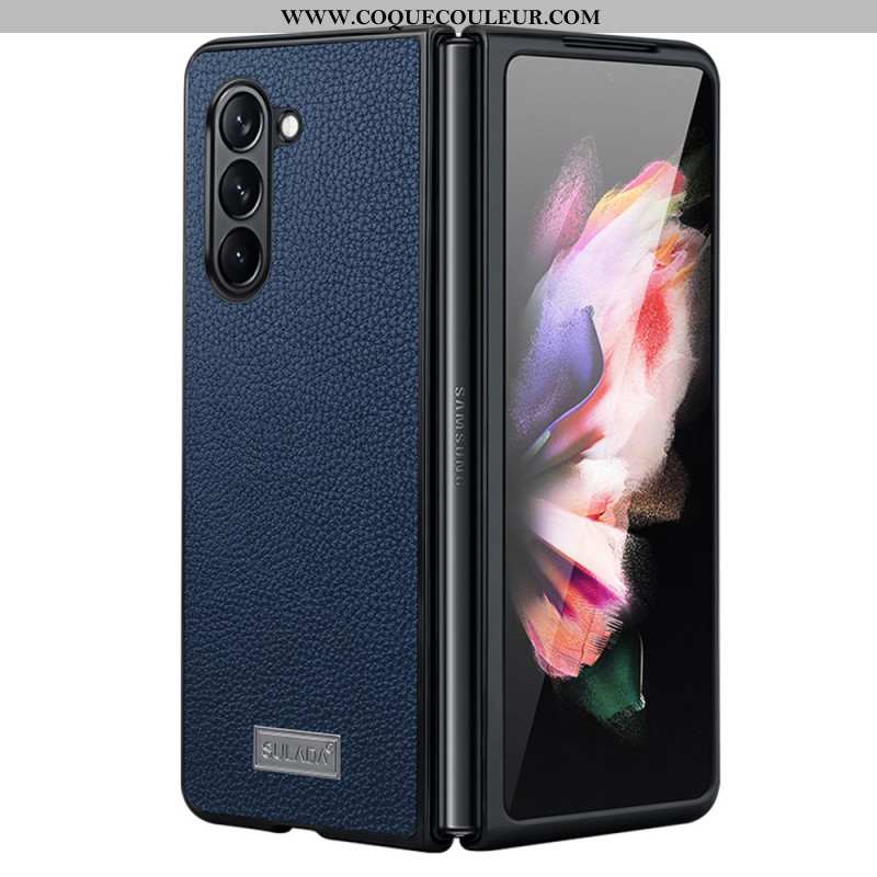 Coque Samsung Galaxy Z Fold 5 Design Cuir Litchi ABEEL