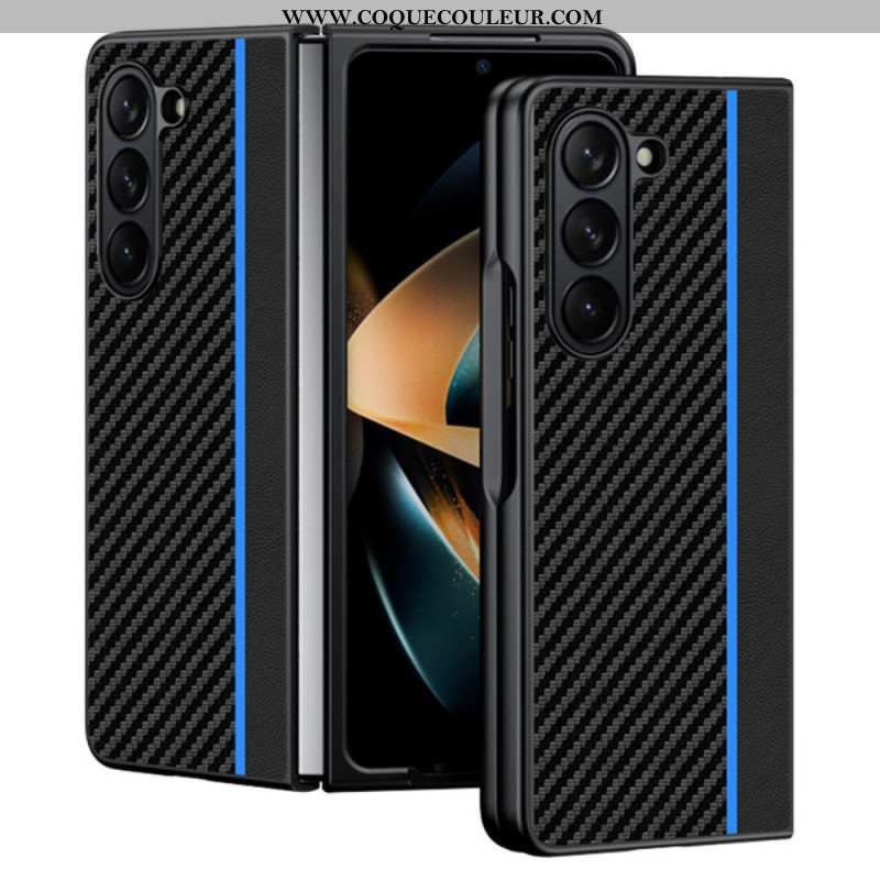 Coque Samsung Galaxy Z Fold 5 Fibre de Carbone et Microfibre Line