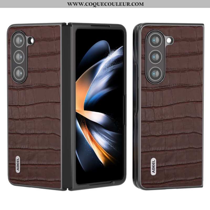 Coque Samsung Galaxy Z Fold 5 Cuir Véritable Design Crocodile