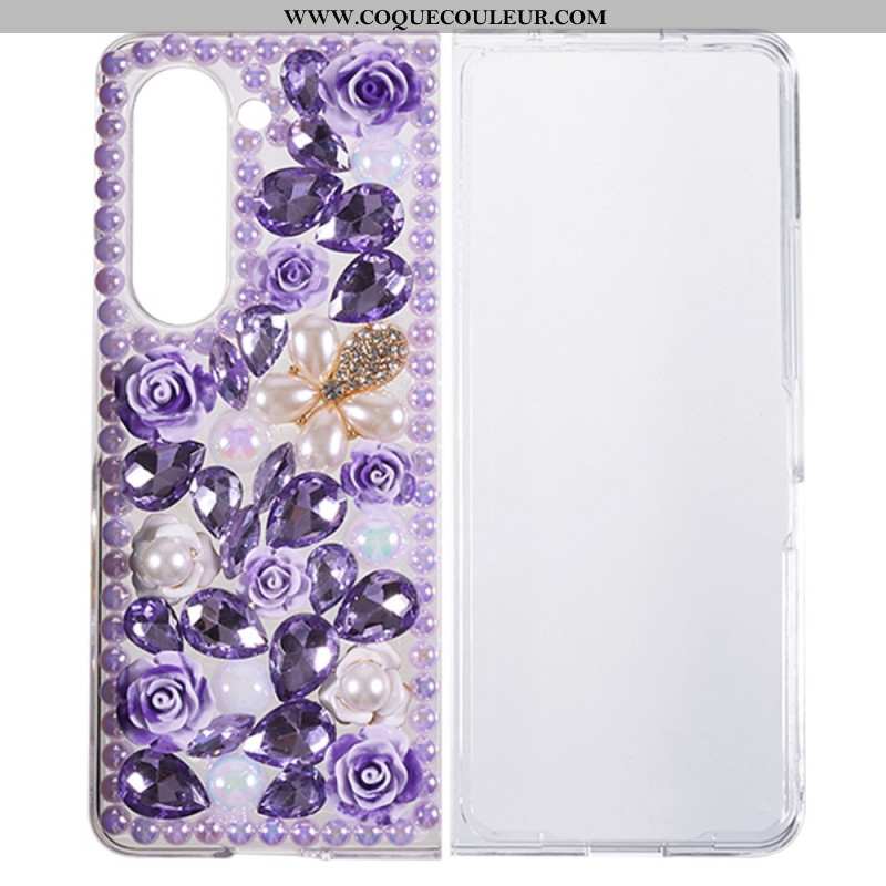 Coque Samsung Galaxy Z Fold 5 Breloques Fleurs