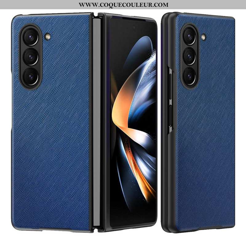 Coque Samsung Galaxy Z Fold Style Cuir Effet Tissé