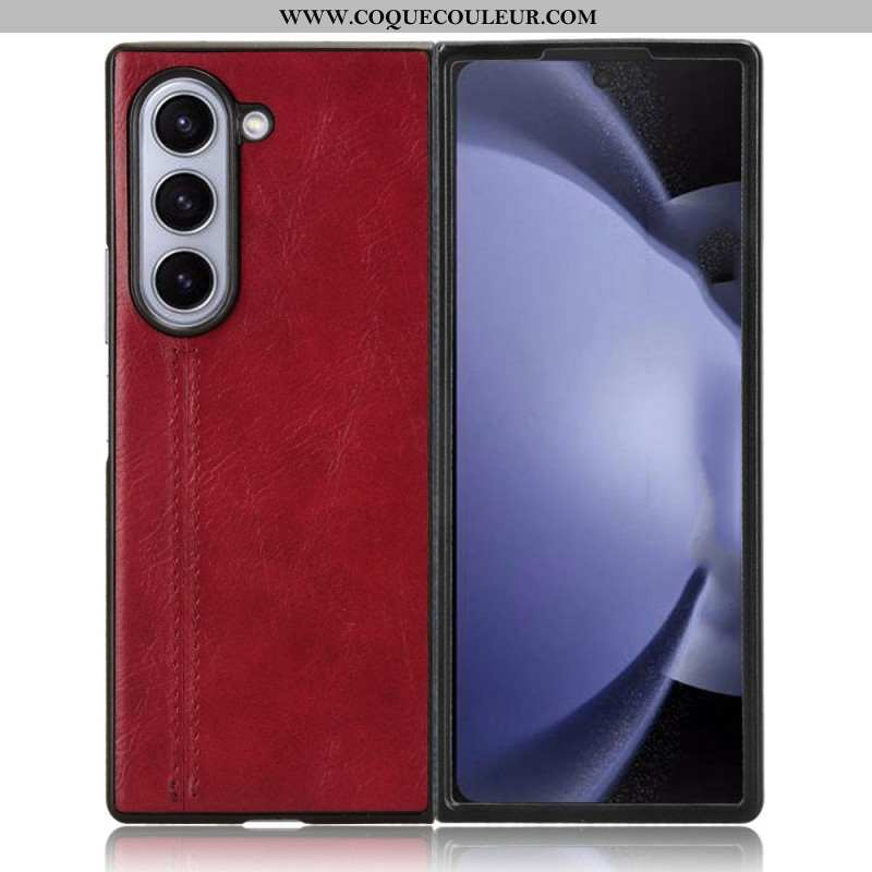 Coque Samsung Galaxy Z Fold 6 Simili Cuir Couture