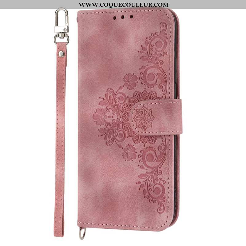 Housse Samsung Galaxy Z Fold 6 Motif Dentelle avec Lanière et Bandoulière